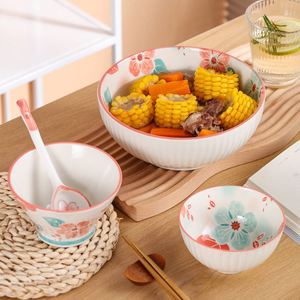 High-Value Ceramic Bowl Plate Set Spring Floral Pattern Modern Chinese Square Gifts Parties Camping Christmas Enamel <b>Small</b> - Product Image 3