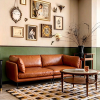 Canapé-lit modulaire en cuir véritable de luxe, salon, cuir pleine fleur brun de haute qualité, mobilier moderne minimaliste