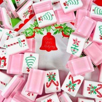 Tuiles de Mahjong en Acrylique Artisanales de Noël, Style Américain, Chiffres Anglais, Cadeau Créatif Personnalisé, Divertissement pour 3 à 4 Joueurs