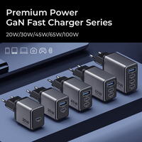Cargador GaN de 65W de Source Factory, Pantalla Digital Inteligente, Carga Rápida PD PPS, OTP/OVP/OCP, Cargador de Pared de 3 Puertos, Caja de Regalo Premium, Cable