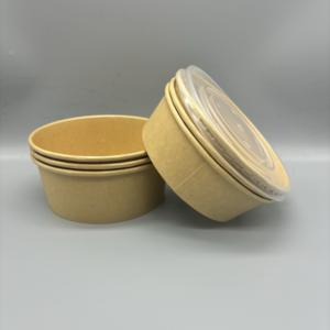 Tazón de Papel Kraft Desechable Ecológico para Llevar Comida, Envase Redondo para Sopa con Tapa Transparente - Product Image 2