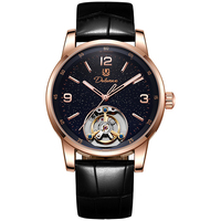 Montre mécanique pour homme de 41 mm avec verre saphir, affichage à aiguilles, bracelet en cuir de type charm, montre Gilf pour homme, cadeau d'anniversaire