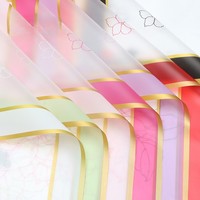 Kertas Pembungkus Toko Bunga Gaya Korea Semi Transparan Berbingkai Tahan Air Multi-warna Terlaris