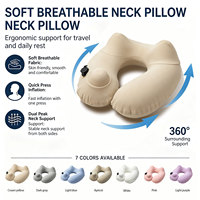 Oreiller de voyage gonflable en PVC souple en forme de U, ultraléger, réglable, ergonomique, avec logo personnalisé, pour avion