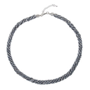 Collar de Cristal Gris de 18 Pulgadas con 4 Hileras de Cuentas Facetadas Trenzadas de Cristal de 3 mm - Product Image 4