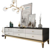 Meuble TV moderne de luxe et ensemble de table basse meuble TV de salon avec 8 tiroirs