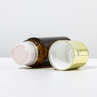Flacons de parfum et de déodorant en verre ambré cylindrique de 30 ml, 50 ml, 100 ml, avec bille en pierre précieuse, en acier, en plastique, à bille pour huile corporelle