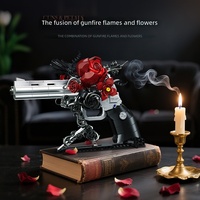 Jie Star JJ9218 Fantasy Rose Revolver Support Esthétique Machine DIY Jouet Modèle Petite Particule Building Block Fabriqué En Plastique