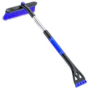 Grattoir à glace télescopique multifonctionnel pour voiture, brosse à neige avec poils bleus et outil de dégivrage - Product Image 1