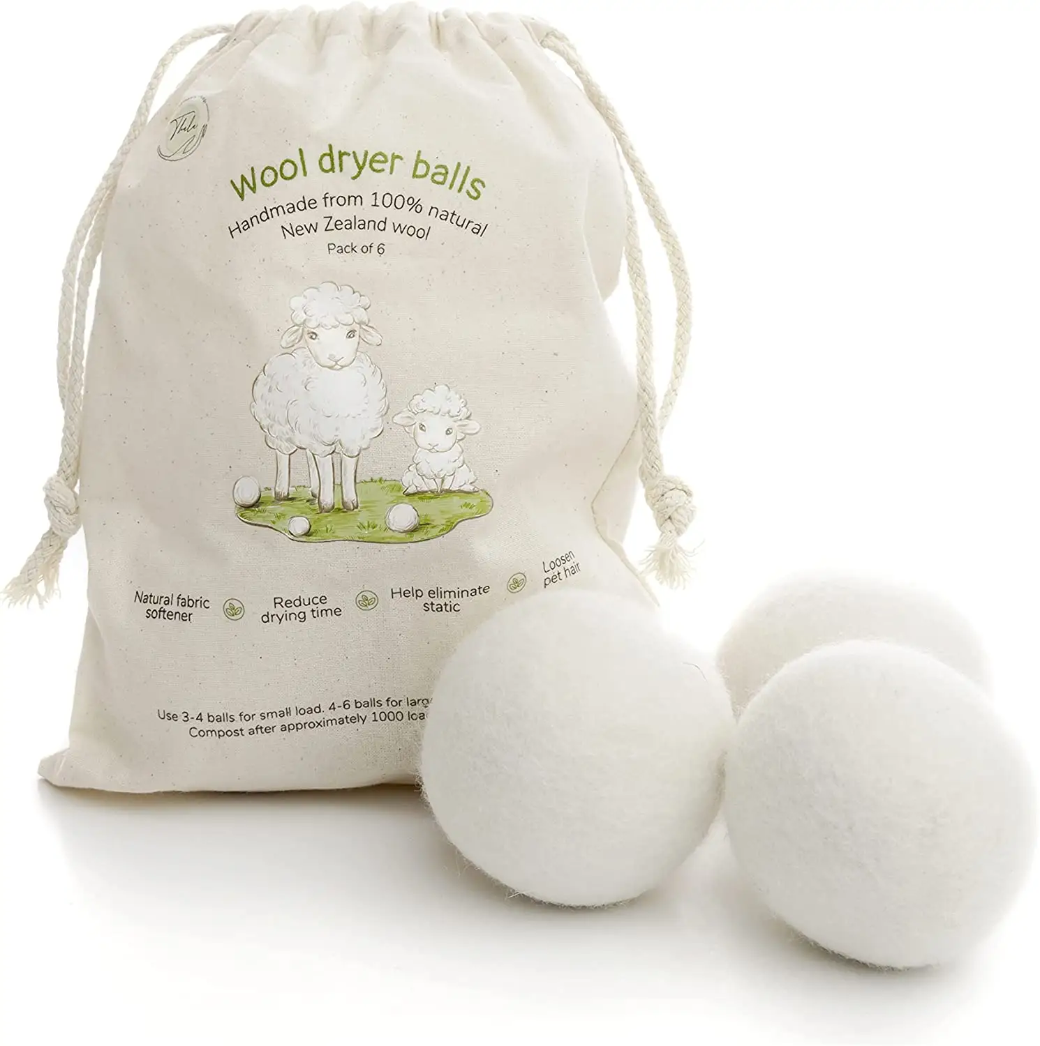 Wholesale 100% Wool Anti Static Dryer Balls White New Zealand Organic Sheep Felt Tumble Dryer Wool Ball For Laundry