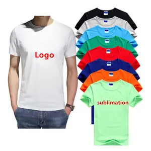 Atacado maior custo barato camiseta logotipo personalizado t shirt impressão personalizada seu próprio logotipo camiseta de poliéster sublimação em estoque