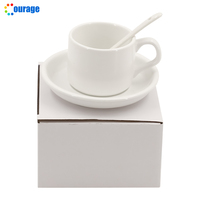 Tasses à sublimation blanches en céramique 180 ml, tasse à café à sublimation enduite avec assiette et cuillère