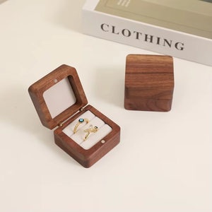 EQ <b>Small</b> Solid Walnut Wood Jewelry <b>Box</b> Magnetic Snap Closure-Scratch Resistant Travel-Friendly <b>Gift</b> for Rings Earrings Necklaces - Product Image 6