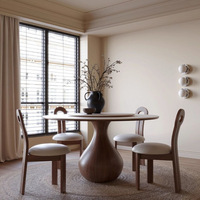 Ensemble de table à manger en bois massif de style médiéval avec 4 chaises pour la maison et les restaurants, idéal pour les petits appartements