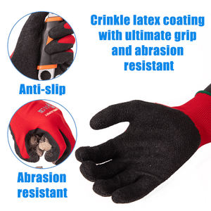 Guantes de Trabajo Personalizados para Hombre con Logotipo, Rojos y Negros, con Revestimiento de Látex para Agarre y Protección en Construcción Durante el Verano - Product Image 4