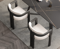 Chaise de salle à manger en bois avec siège moelleux en velours et laine d'agneau, design moderne, échantillon de mobilier pour la maison