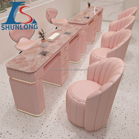 Banc de travail moderne pour manucure sur mesure avec aspirateur, table de nail art à structure en aluminium pour salon de beauté et spa