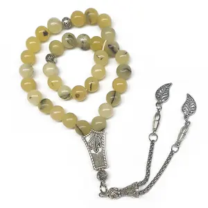 Cuentas de oración de jade de panal optimizadas naturales musulmanas de 33 cuentas | Conjunto de regalo islámico al por mayor Tasbih Ramadan | Turco Misbaha <span class=keywords><strong>Rosar</strong></span> - Product Image 5