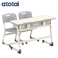 Ensemble de chaises de bureau scolaires à deux places, bois et métal, meubles commerciaux durables, design moderne, 2 tiroirs, confortables, garantie de 5 ans