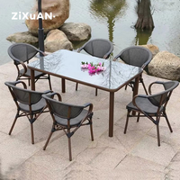 Chaise de café en rotin en maille d'aluminium, balcon Patio Restaurant, chaise de café de bistrot empilable, ensemble de meubles de salle à manger, chaise de jardin d'extérieur