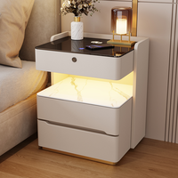 Table de chevet intelligente avec lampe flottante à commande tactile, chargement sans fil, en bois massif moderne, pour chambre et usage scolaire
