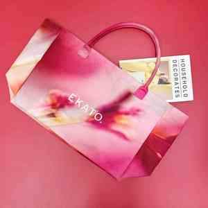 Sac de voyage 20 pouces avec logo personnalisé Sac fourre-tout en coton imprimé de motifs floraux Sacs à provisions pliables avec poignée ronde - Product Image 6