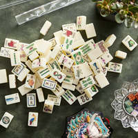 Tuiles de Mahjong Américaines Personnalisées en Acrylique Gravées, Tapis de Jeu de Mahjong Personnalisé, Jeu d'Échecs, Cadeau, Divertissement