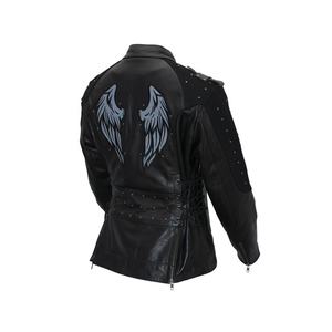 Veste en cuir de style vintage pour femme en noir imperméable au vent réfléchissant Patchwork-Designs Fashionable Racing Suit Motocross - Product Image 2