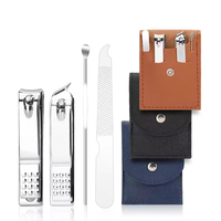 Ensemble de manucure et pédicure professionnel JM de haute qualité en acier inoxydable, 4 pièces, avec étui en cuir PVC, outils de réparation des ongles faciles à utiliser