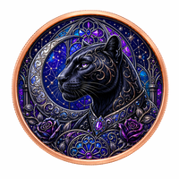 Koin Tembaga Black Panther Moon 5 AVDP oz .999 Fine 3D High Relief UV Color Gothic Rose Midnight Art Round Copper Coin