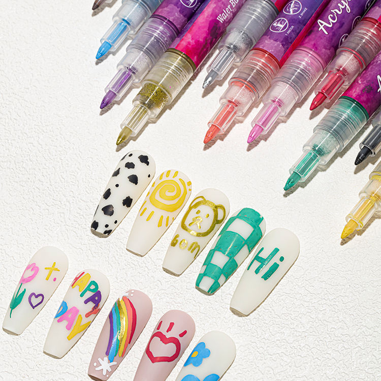 ZRKGEL hotselling Acrylic Paint Pens 12 Colors 0.7mm Safe and Non-Toxic Waterproof Paint Art Marker Pen for nail Painting