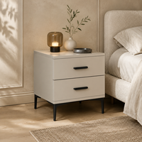 Mesa de Noche Moderna de Madera Maciza con 2 Cajones, Gabinete de Almacenamiento para Dormitorio, Mueble para Hotel, Hogar y Apartamento