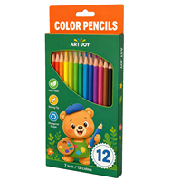 12 crayons de couleur hexagonaux non toxiques pré-affûtés résistants à la casse en bois souple pour coloriage et dessin, boîte de couleur personnalisée OEM
