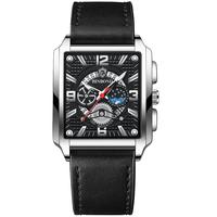 Jam Tangan Pria Mewah Baru Tahan Air Desain Dial Berlubang Bercahaya Bentuk Persegi Bahan Stainless Steel Quartz