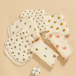 100% Cotton 6 Layers Printed Soft Bib And Muslin Burp Cloths Burping Towel For Baby