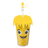 Botol air plastik unik untuk anak-anak, botol air kapasitas besar dengan sedotan kreatif