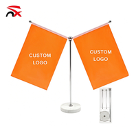 Ensemble de drapeaux de bureau personnalisés imprimés, base ronde en cristal, support en métal, drapeau de table pour affichage professionnel