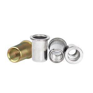 Écrou à riveter moleté en acier inoxydable 304, filetage métrique M4 M5 M6, insert à tête plate, traitement de passivation - Product Image 1
