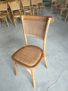 आधुनिक शैली ठोस शादी डाइनिंग चेयर रतन सीट लकड़ी के बाहरी पार्कों के लिए रहने वाले कमरों के लिए - Product Image 5