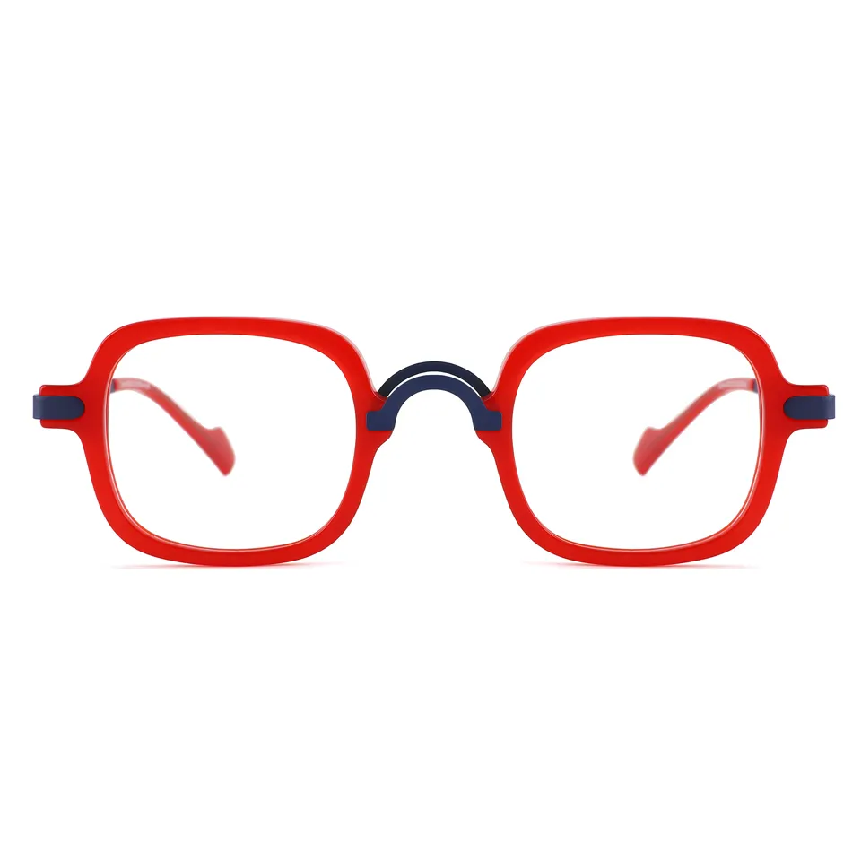 Óculos De Acetato Quadrado Vermelho Quadros Ópticos Estilo Retro Homens Moda Eye Wear Frames