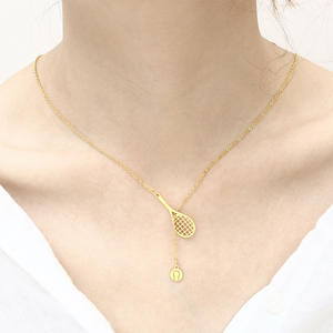 Collier de raquette de tennis en <span class=keywords><strong>acier</strong></span> <span class=keywords><strong>inoxydable</strong></span> plaqué or de style sportif pour les étudiants, les filles et les garçons - Product Image 6