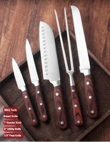 Ensemble de 5 couteaux de cuisine en acier inoxydable 3Cr13, lame combinée ambidextre, manche en bois coloré, couteau de chef professionnel