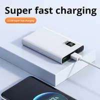 Batterie externe ultra-mince 10000 mAh Li-Polymère avec affichage LED, charge rapide PD 22,5 W, double USB Type-C QC3.0, portable, vente en gros OEM