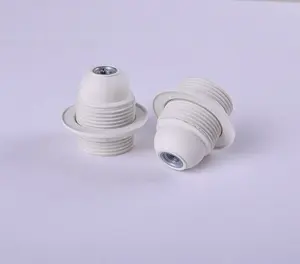 China lighting components supplier Plastic E27 screw locking lamp socket with shade ring