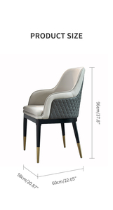 Silla de Comedor de Piel Sintética de Lujo Moderno al Estilo Bentley con Patas de Metal Dorado para Casa, <span class=keywords><strong>Hotel</strong></span>, Penthouse en Emiratos Árabes Unidos y Kuwait - Product Image 6