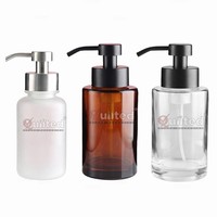 Bouteille de pompe en verre de mousse de savon liquide givré ambré de 250ml 350ml pour le nettoyant facial de lavage de corps de main