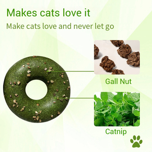 Juguete masticable para gatos con forma de donut ecológico <span class=keywords><strong>natural</strong></span> con hierba gatera, tuerca para dentición, limpieza de dientes, entretenimiento para gatos, golosinas para lamer - Product Image 5