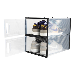 Nhựa Sneaker hộp lưu trữ có thể gập lại Giày giá hiển thị trong suốt trường hợp cho <span class=keywords><strong>Stackable</strong></span> Giày - Product Image 4