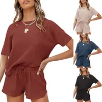 סיטונאי חדש נשים של פיג 'מה חליפת קצר ספורט מזדמן ללבוש גבירותיי קיץ שני חלקים מצולעים נוח בית ללבוש
