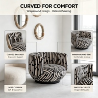 Fauteuil de loisirs individuel incurvé à motif zèbre moderne, fauteuil d'appoint artistique, imperméable et écologique pour salon, chambre et maison